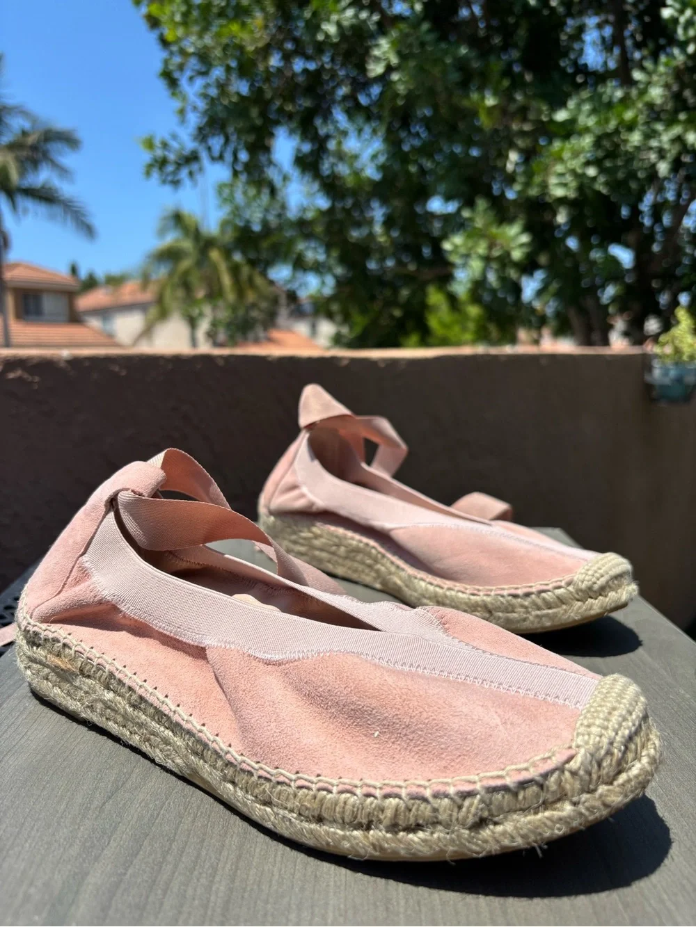 Tuckernuck Ballet Pink Suede Jade Flats Ribbon Tie Espadrilles